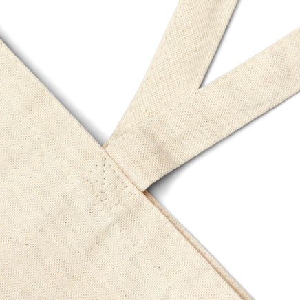 closeup of tan canvas tote bag
