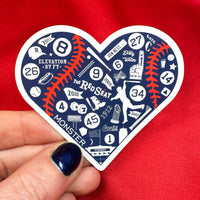 photo of medium heart shaped stickers made up of important symbols for the boston red sox