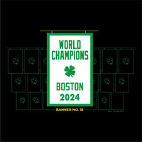 black design with the boston celtics 18th NBA championship banner