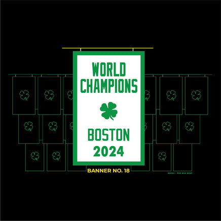 black design with the boston celtics 18th NBA championship banner