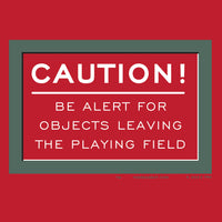 Red design with fenway park caution warning in white text