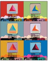 6 boston fenway park citgo sign designs in the style of andy warhol