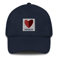 graphic of the citgo sign boston fenway as a heart embroidered on baseball hat