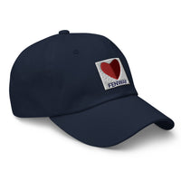 graphic of the citgo sign boston fenway as a heart embroidered on baseball hat side view
