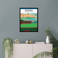 The Nation 3 framed poster with a New Yorker style view of the united states from inside fenway park in boston massachusetts