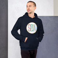 photo of man wearing Boston MBTA design as Red Sox stops using the word Sox, on navy hoodie sweatshirt