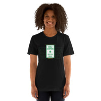 photo of woman wearing black unisex t-shirt with the boston celtics 18th NBA championship banner