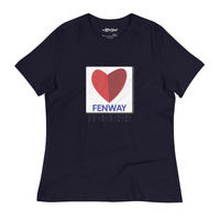 navy blue women's t-shirt with the boston fenway citgo sign in the shape of a heart