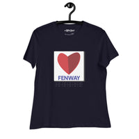 navy blue women's t-shirt with the boston fenway citgo sign in the shape of a heart