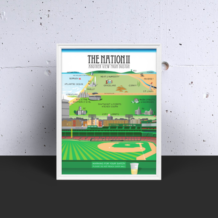 The Red Seat Nation II Another poster view from fenway park new yorker Boston in white frame