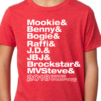 The Red Seat red youth t-shirt 2018 world series champions helvetica list