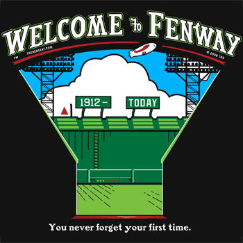 Welcome To Fenway (Women)-The Red Seat black design looking to the field with green