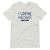 I Loathe Pinstripes-The Red Seat grey t-shirt with boston world series wins Yankees Suck