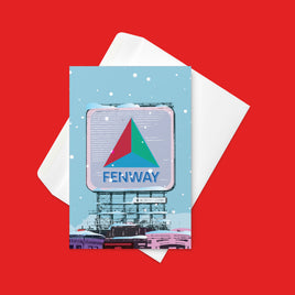 fenway park citgo sign in winter time card with envelope