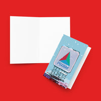 Greeting card with 'Fenway' logo on a red background citgo sign