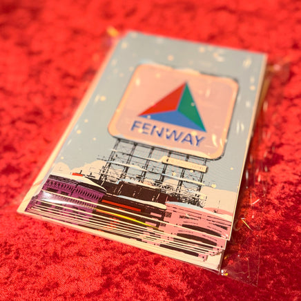 Card pack with Fenway Park Citgo Sign on a red surface