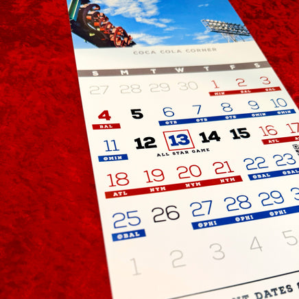 July 2027 page of The Red Seat Red Sox calendar with home and away games, the All Star Game, and Coca Cola Corner artwork