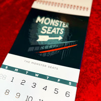 March 2027 page with an original Monster Seats sign illustration above the date grid