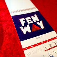 September 2027 page with original FENWAY artwork, the A drawn as a red 3D Citgo triangle, above the Red Sox schedule