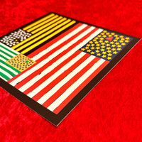 The Red Seat Artwork of a stylized American flag with abstract design elements of Boston Sports on a red background.