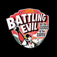 black design with the words battling evil for the good of the game based on the boston red sox