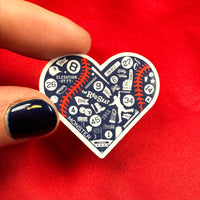 photo of medium heart shaped stickers made up of important symbols for the boston red sox