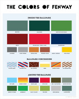 Print with palette of colors found inside and around boston red sox fenway park