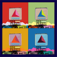 boston citgo sign design in colorful 4 up grid in the style of andy warhol