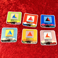 6 2.5 in weatherproof square stickers of Boston Citgo Sign in blue, light blue, yellow, blue, green and pink