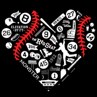 black design with heart shaped design with red sox fenway park designs