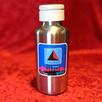 2.5 in weatherproof square sticker of Boston Citgo Sign with blue background on a metal water bottle