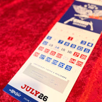 Calendar with July 26 highlighted on a red background