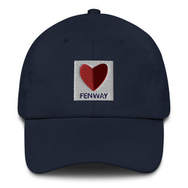 graphic of the citgo sign boston fenway as a heart embroidered on baseball hat