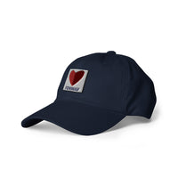 graphic of the citgo sign boston fenway as a heart embroidered on baseball hat side view