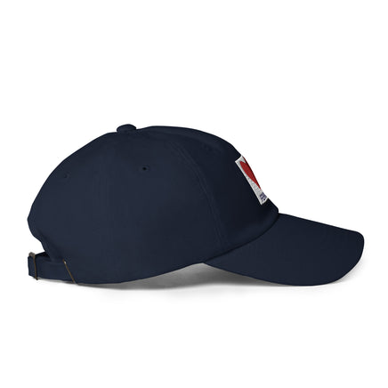 graphic of the citgo sign boston fenway as a heart embroidered on baseball hat side view