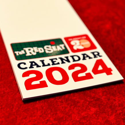 photo of the red seat 2024 calendar cover with full red sox schedule