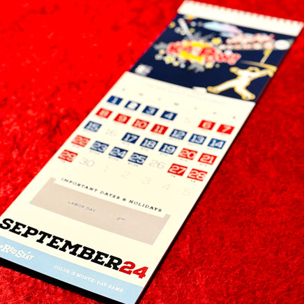 photo of the red seat 2024 calendar with full red sox schedule