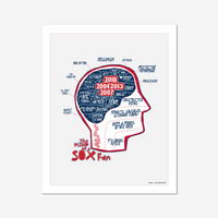 art print with the red seat design of the mind of a red sox fan inspired by phrenology