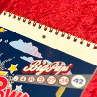 close up photo of the red seat 2024 calendar with full red sox schedule