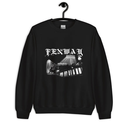 Fenway Gothic crewneck sweatshirt on a hanger, front view