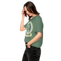Left side view of light green Comfort Colors 1717 Monster Scoreboard Turners Union T-shirt