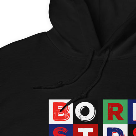 BORESTDSONOX in color blocks boston red sox the red seat black hoodie close up