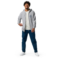 Sport grey Red Sox zip hoodie with I Loathe Pinstripes left chest print and metal zipper