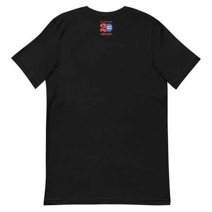 back of black t-shirt with the red seat remastered 20th anniversary logo