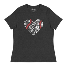 black women's t-shirt with design with heart shaped design with boston red sox fenway park designs