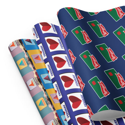 the red seat wrapping paper with citgos, heart citgo and the red seat logo