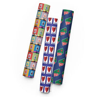 the red seat wrapping paper with citgos, heart citgo and the red seat logo