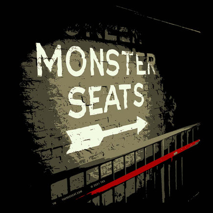 Green Monster Seats-The Red Seat Design with the words Monster Seats painted on a wall fenway park boston black design