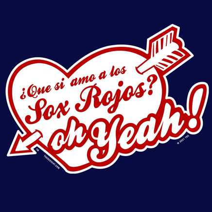 spanglish red sox the red seat design white lettering on blue background