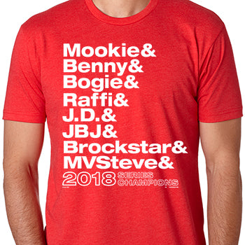 The Red Seat red unisex t-shirt 2018 world series champions helvetica list